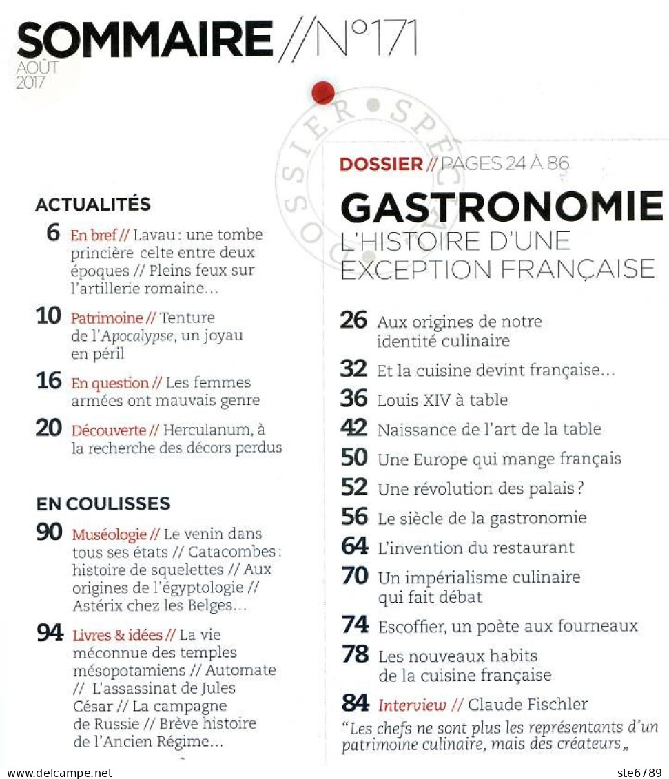 LES CAHIERS DE SCIENCE ET VIE  N° 171 GASTRONOMIE Francaise , Herculanum , Archéologie Funéraire - Science