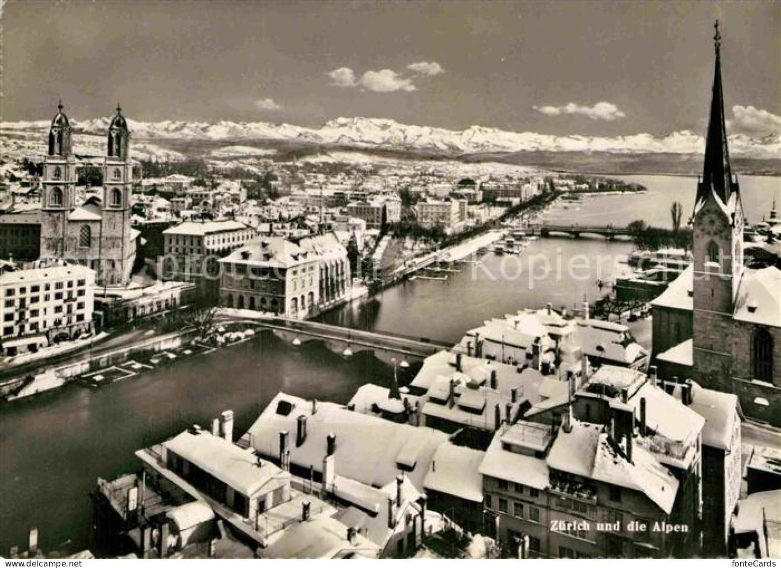 12915214 Zuerich ZH Fliegeraufnahme Mit Limmat See Alpen Im Winter Zuerich - Andere & Zonder Classificatie