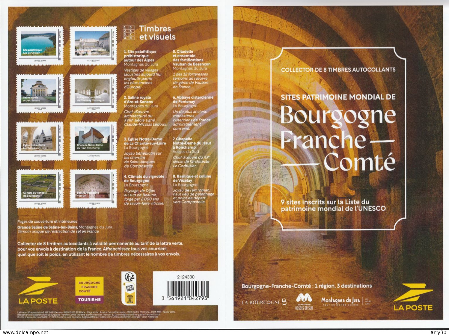 FRANCE 2024 COLLECTOR "SITES PATRIMOINE MONDIAL DE BOURGOGNE FRANCHE-COMTÉ" - MTAM-2024-554 - Neuf ** - Collectors