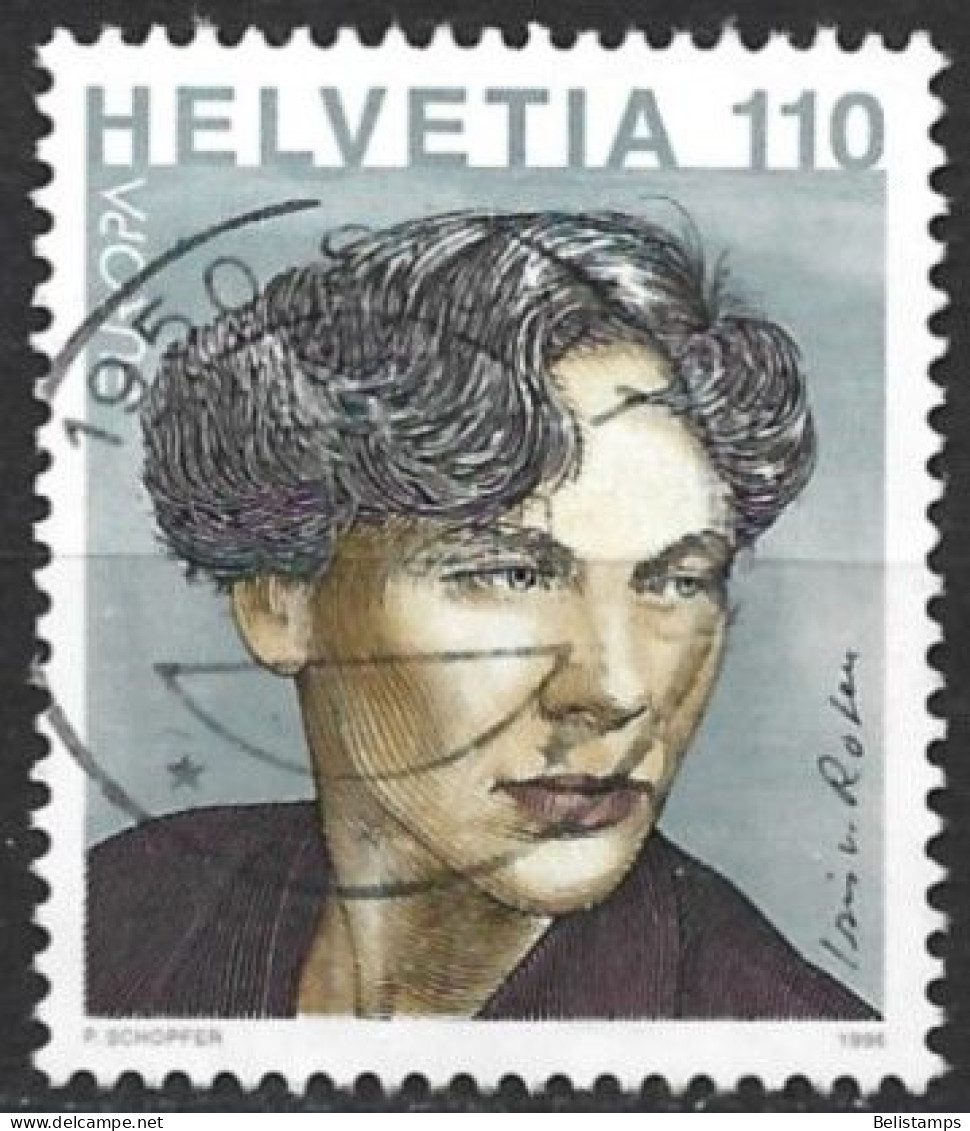 Switzerland 1996. Scott #971 (U) Europa, Famous Woman, Iris Von Roten-Meyer (1917-90), Writer, Painter - Used Stamps