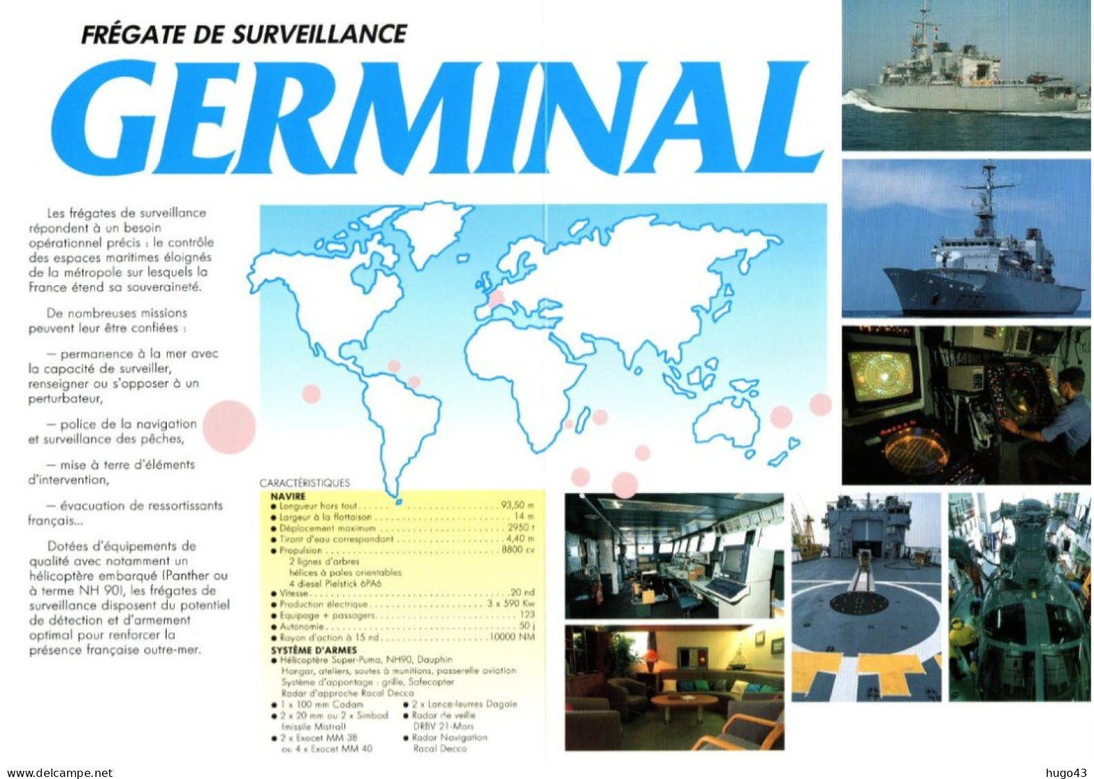 FEUILLET FREGATE DE SURVEILLANCE GERMINAL - Posta Marittima