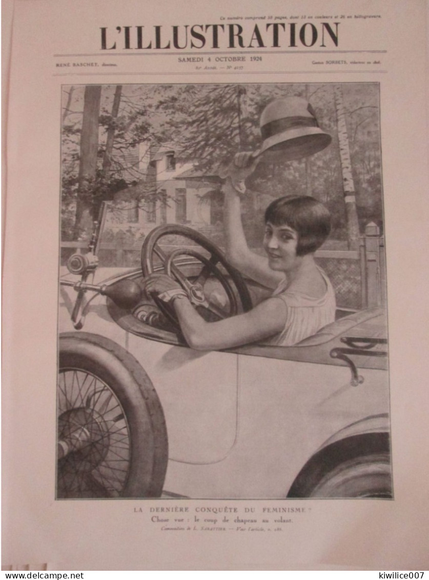 1924 Nouvelle Conquete Du Féminisme Femme Voiture Chapeau Mode - Ohne Zuordnung