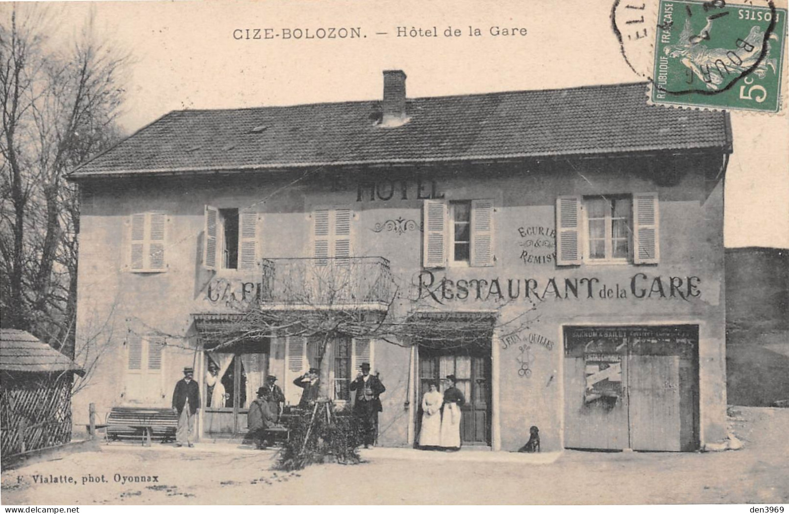 CIZE-BOLOZON (Ain) Près Corveissiat - Hôtel De La Gare, Café-Restaurant - Voyagé 1913 (2 Scans) Les Etappes Saint-Claude - Non Classés