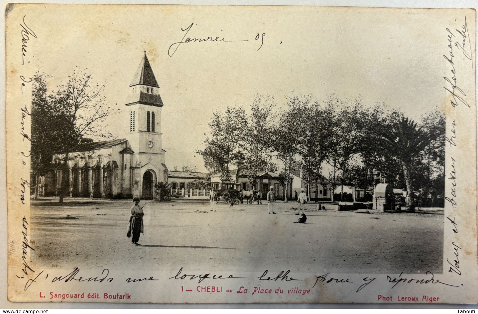 Carte Postale Alger Chebli La Place Du Village Ptoto Leroux Alger L. Sangouard édit. Boufarik - Algiers