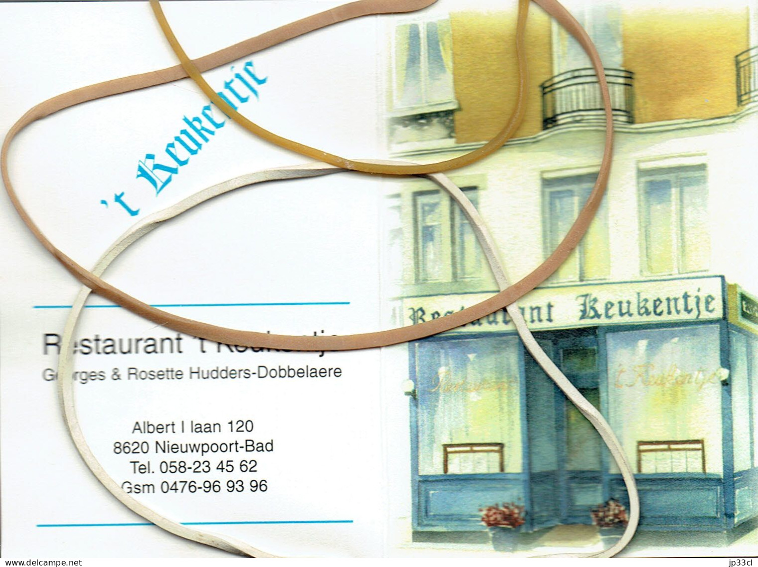 Ancienne Carte Du Restaurant 't Keukentje (Georges & Rosette Hudders), Nieuwpoort (Nieuport) - Dépliants Touristiques