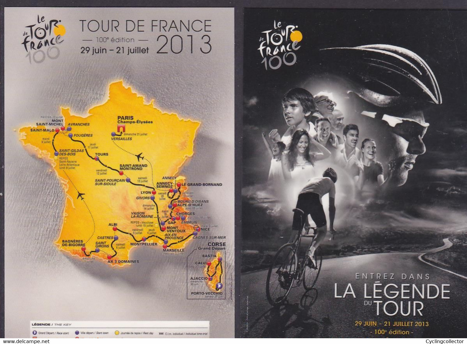 Lot 2 CP Tour De France 2013 Parcours Et Affiche - Wielrennen