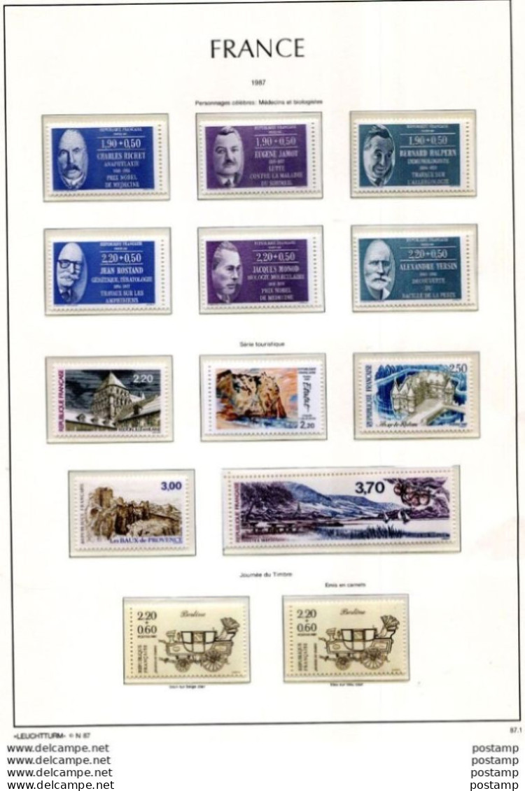 FRANCE-Collection de 1962-à 1987neufs***sans chf-sur  feuilles album sans ch leuchtturm valeur faciale1584 frsCote1145eu