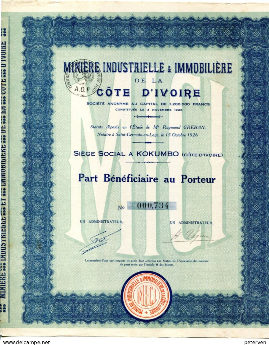 Minière Industrielle & Immobilière De La CÔTE D'IVOIRE - Afrika