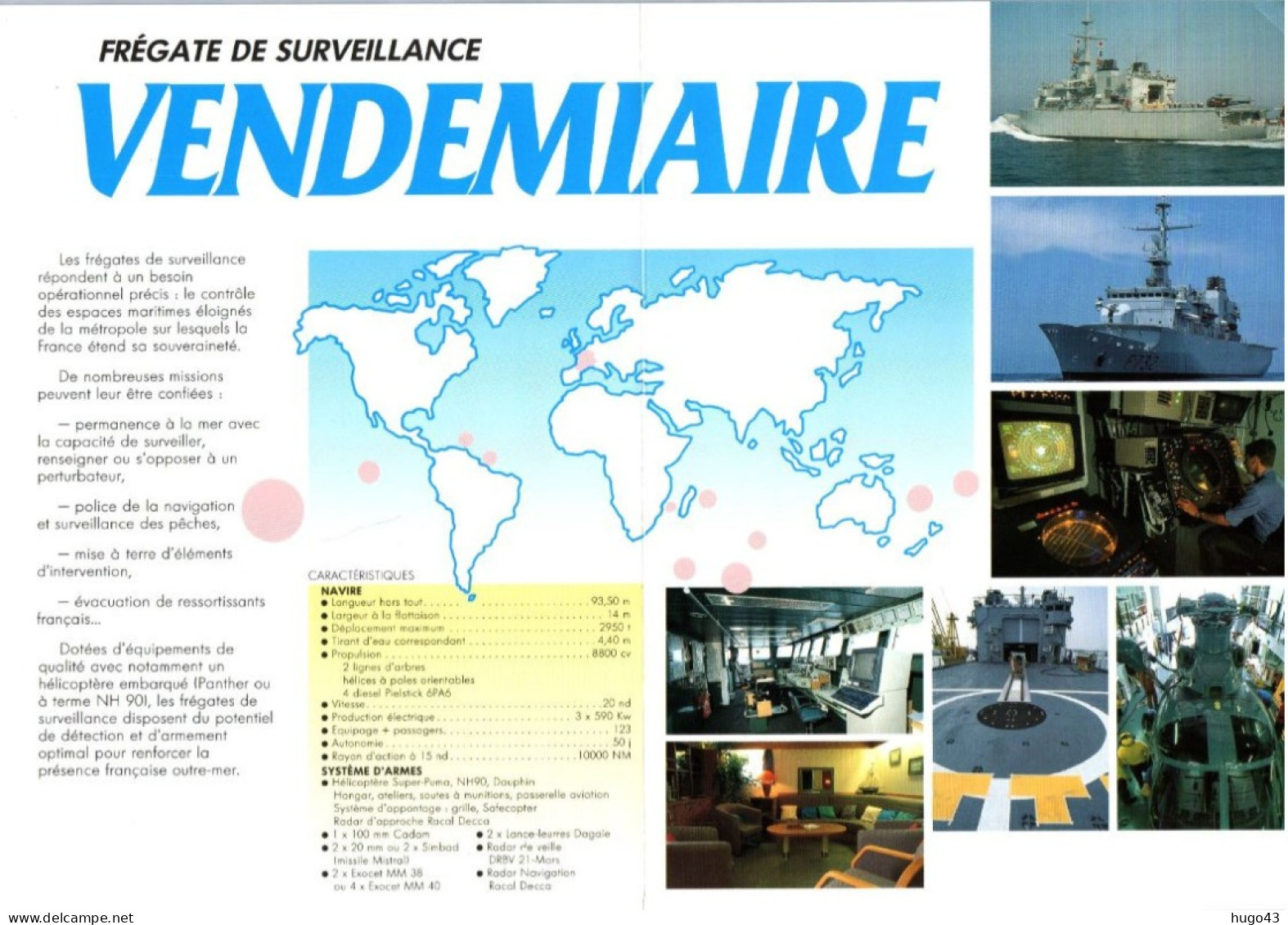 FEUILLET FREGATE DE SURVEILLANCE VENDEMIAIRE - Scheepspost