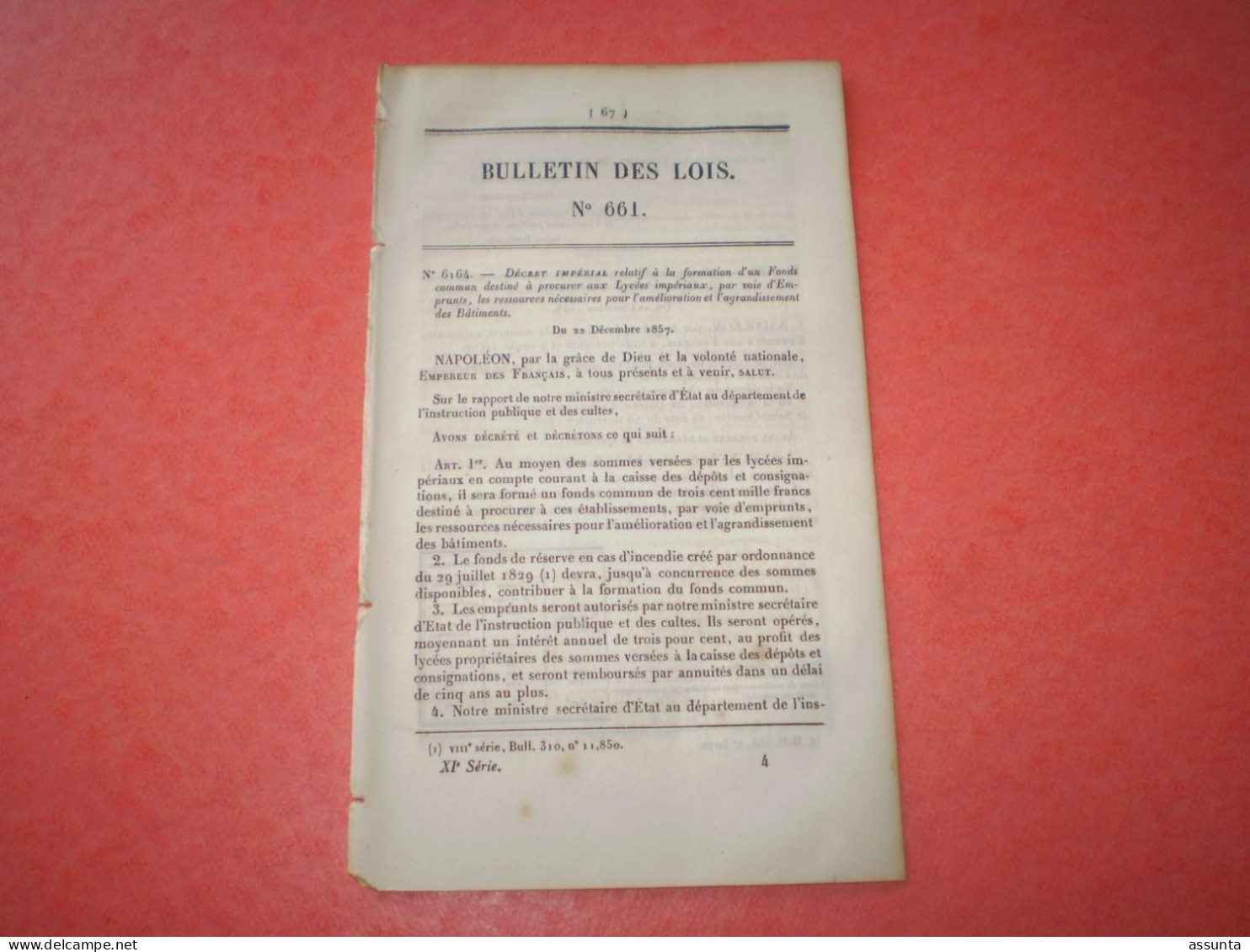 Lois Napoléon: Création Dar El Mizan & L'Hillil En Algérie. Crédits Légion D'honneur. Finistère Concession Lais De Mer - Decretos & Leyes