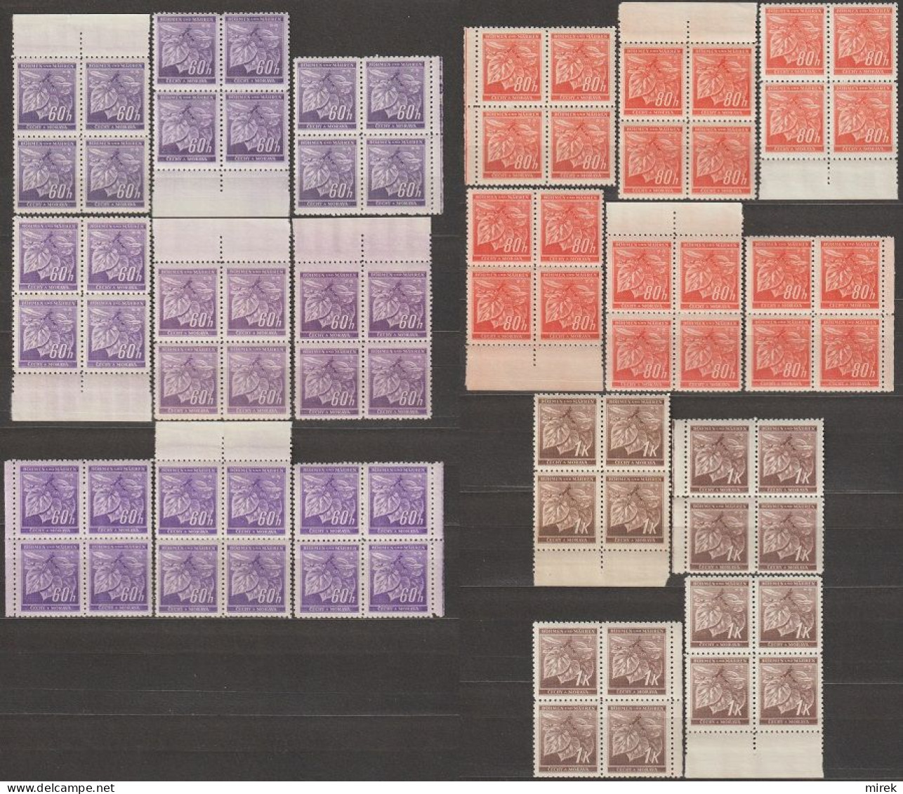 07/ Pof. 54-56, Border 4-blocks, Basic Colors - Unused Stamps