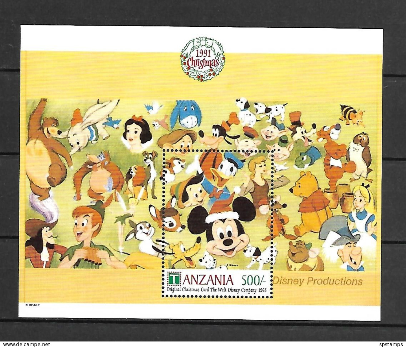 Disney Tanzania 1991 Christmas Cards MS #1 MNH - Disney