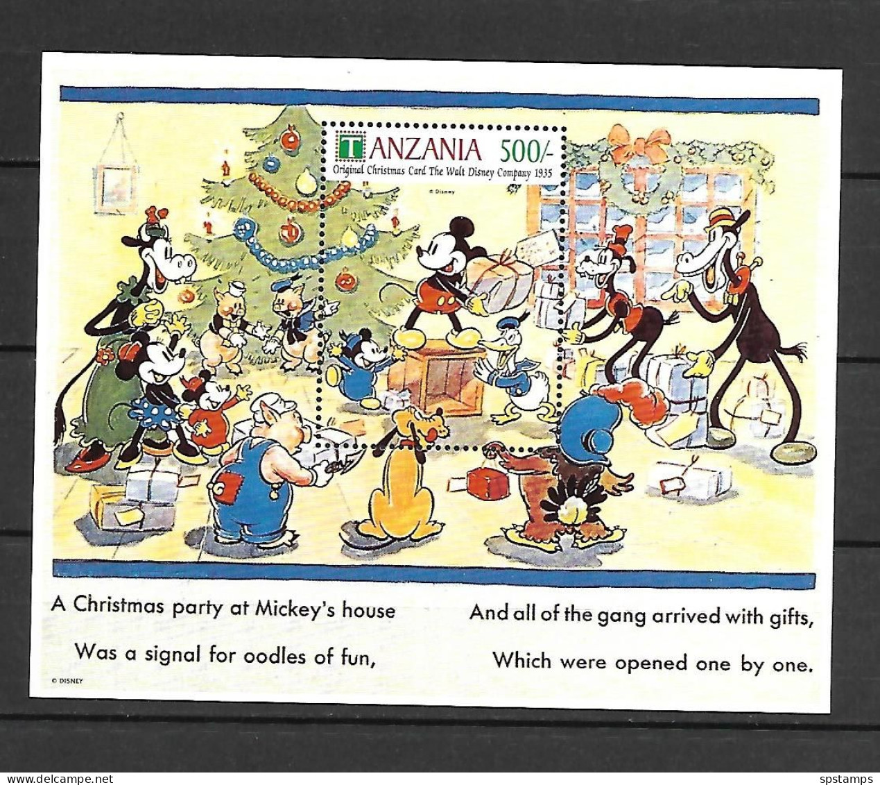 Disney Tanzania 1991 Christmas Cards MS #2 MNH - Disney