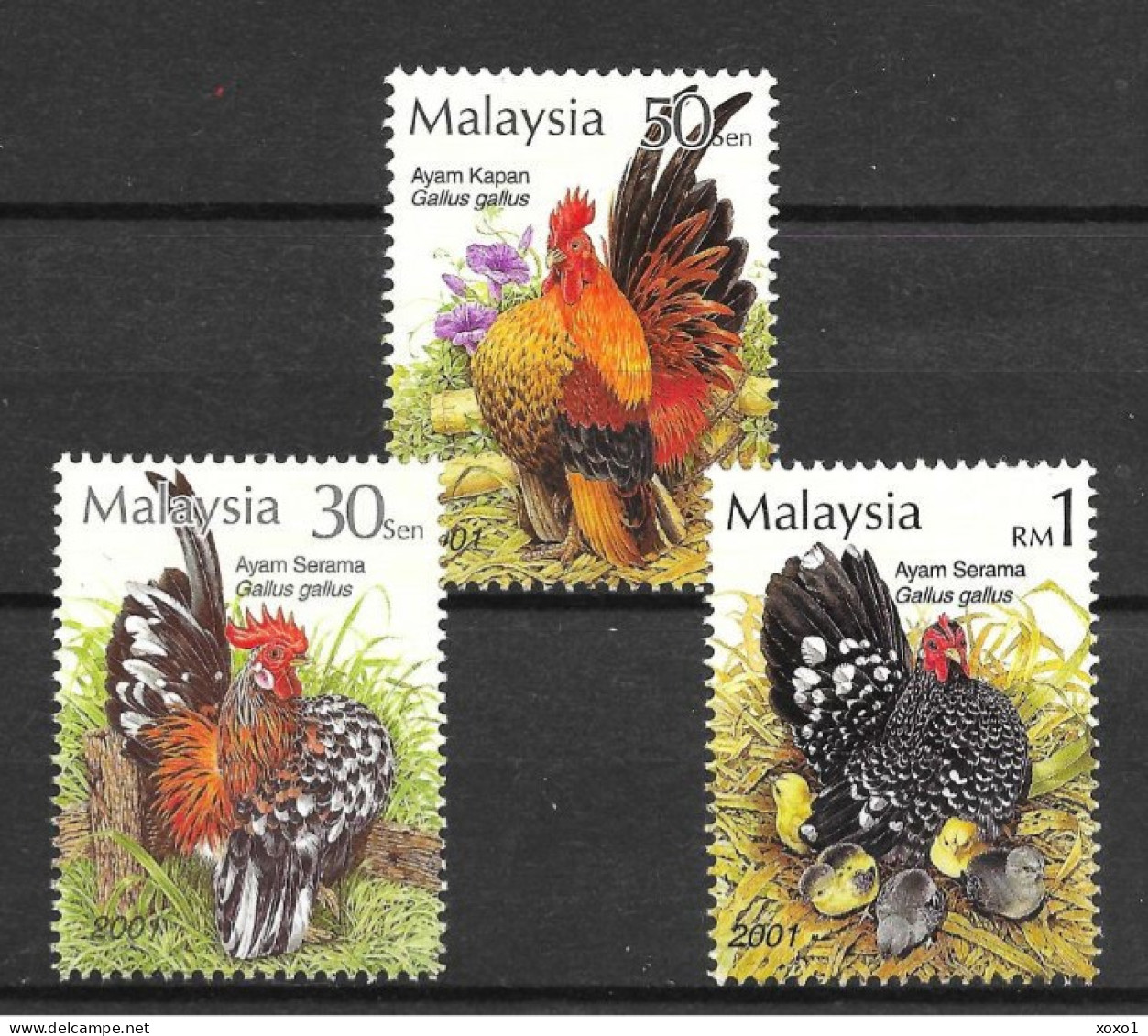 Malaysia 2001 MiNr. 1051 - 1054 Birds Red Junglefowl (Gallus Gallus) 3V   MNH** 3.00 € - Palomas, Tórtolas
