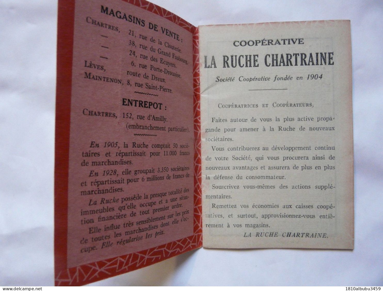 1929 AGENDA - COOPERATIVE LA RUCHE CHARTRAINE - Rue De La Clouterie - Ohne Zuordnung