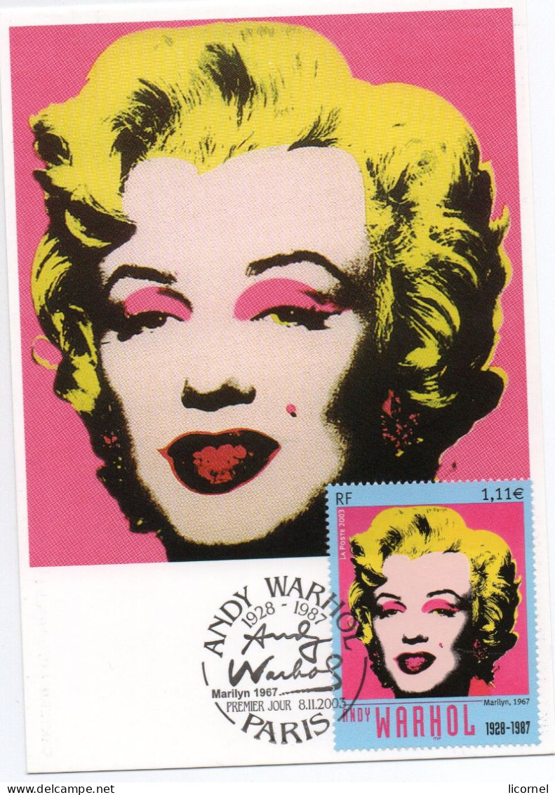 Carte Maxi  2003 Premier Jour :  ,MARILYN Par ANDY WARHOL - 2000-2009