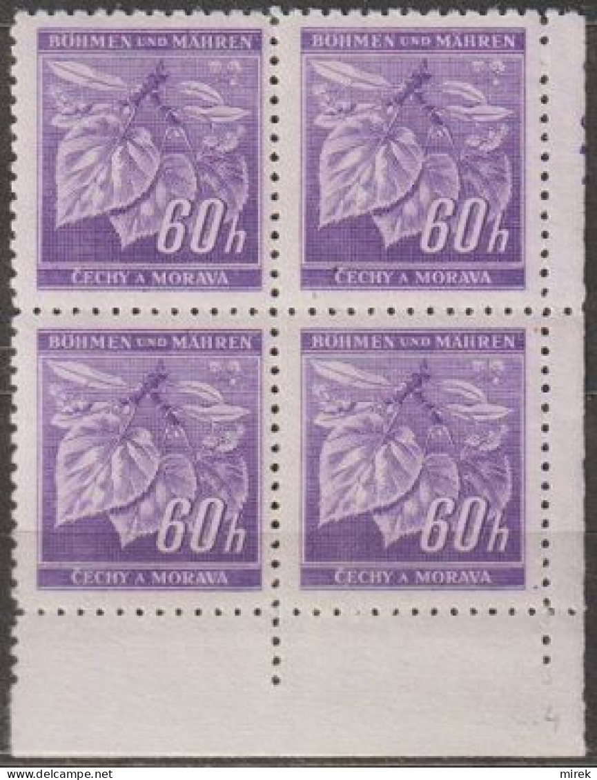 12/ Pof. 54, Light Violet; Corner 4-block, Print Plate 4 - Ongebruikt