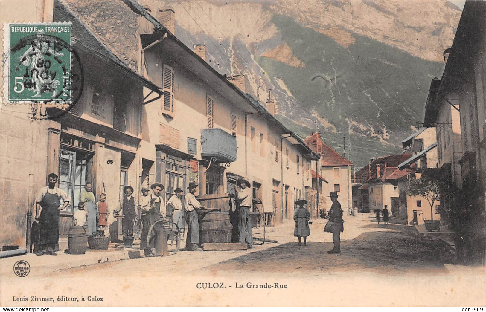 CULOZ (Ain) - La Grande Rue - Tonneliers - Tirage Couleurs - Voyagé 1908 (2 Scans) - Zonder Classificatie