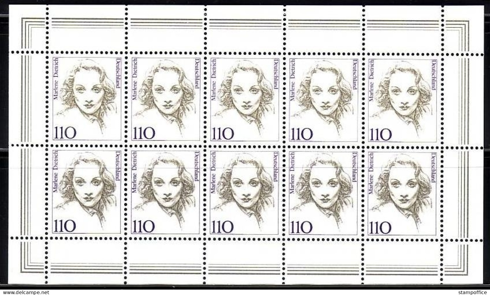 DEUTSCHLAND MI-NR. 1939 POSTFRISCH(MINT) KLEINBOGEN FRAUEN - MARLENE DIETRICH - Acteurs