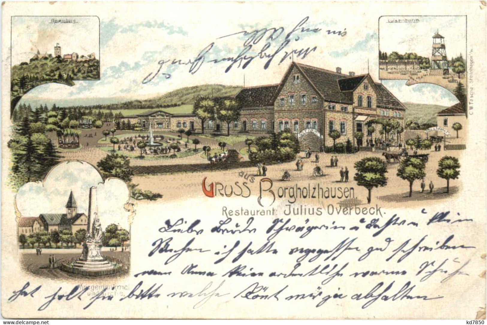 Gruss Aus Borgholzhausen - Restaurant Overbeck - Litho - Guetersloh