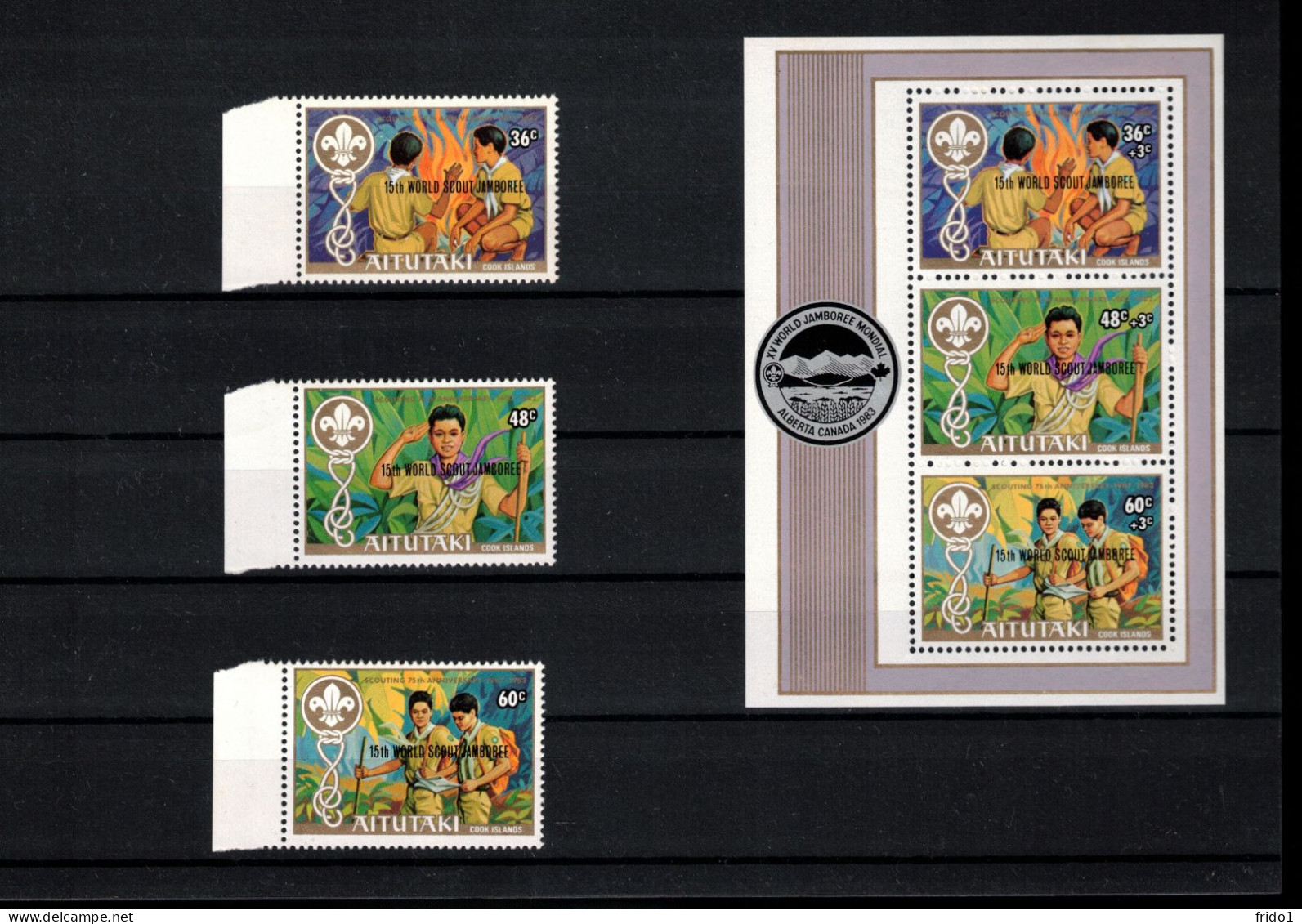 Aitutaki 1983 15th World Scout Jamboree Alberta Canada Set+block Postfrisch / MNH - Neufs