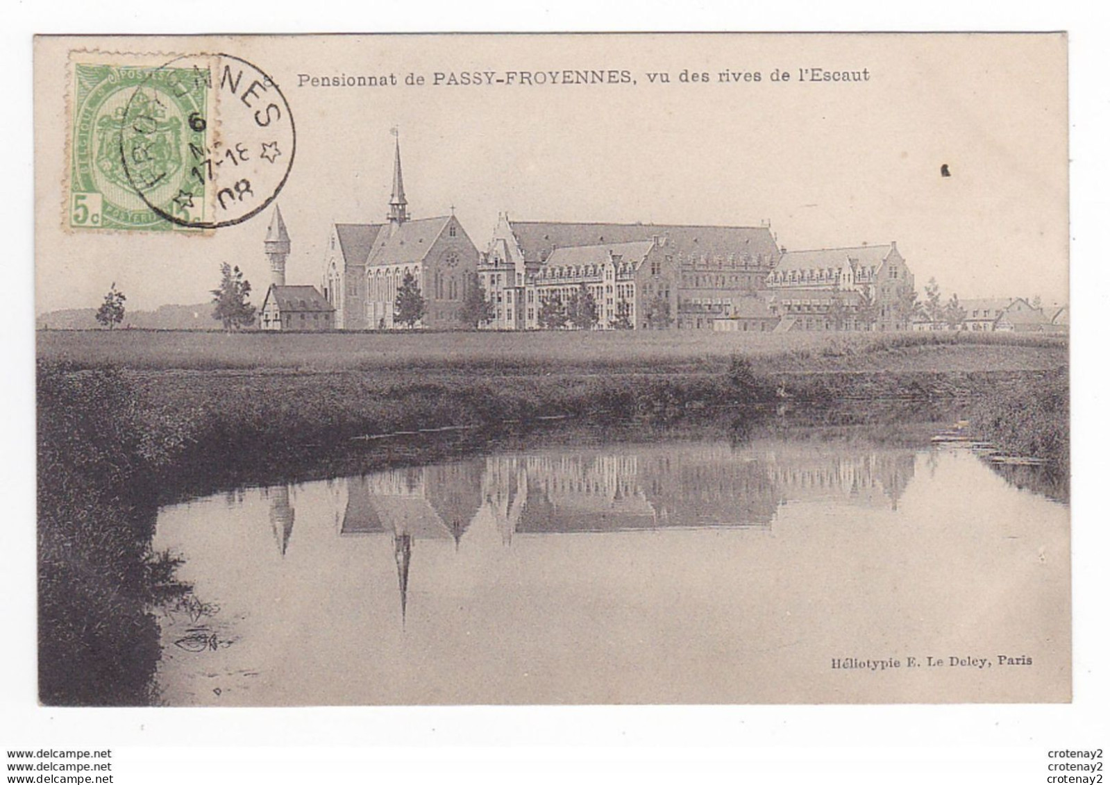 Hainaut TOURNAI N°8 Pensionnat De PASSY FROYENNES Vu Des Rives De L'Escaut En 1908 Héliotypie E. Le Deley Paris - Doornik