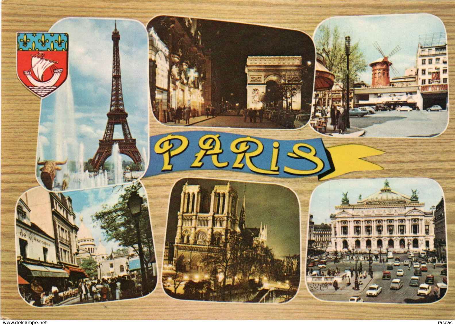 CPSM - P - PARIS - MULTIVUES - TOUR EIFFEL - ARC DE TRIOMPHE - MOULIN ROUGE - PLACE DU TERTRE - NOTRE DAME - OPERA - Panoramic Views