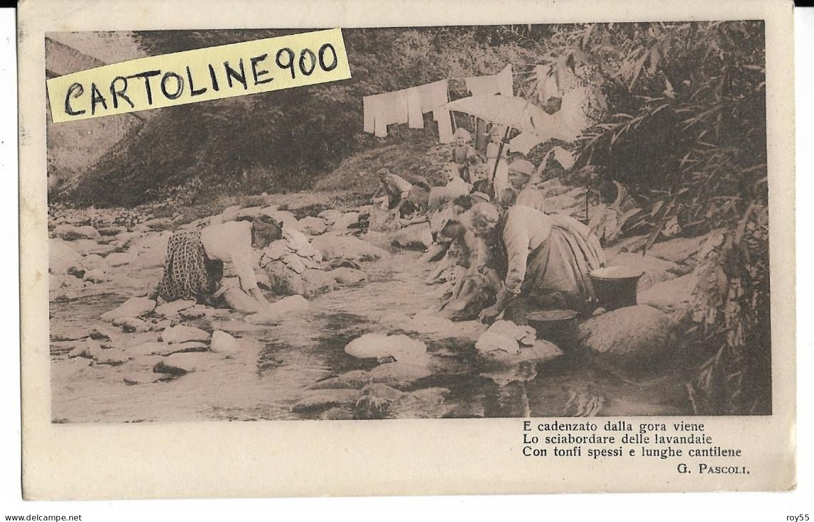 Folklore Costumi Lavandaie Al Fiume Che Lavano I Panni 1913 Viaggiata Da Pesaro A Correggio Timbro Ottagonale (v.retro) - Costumes