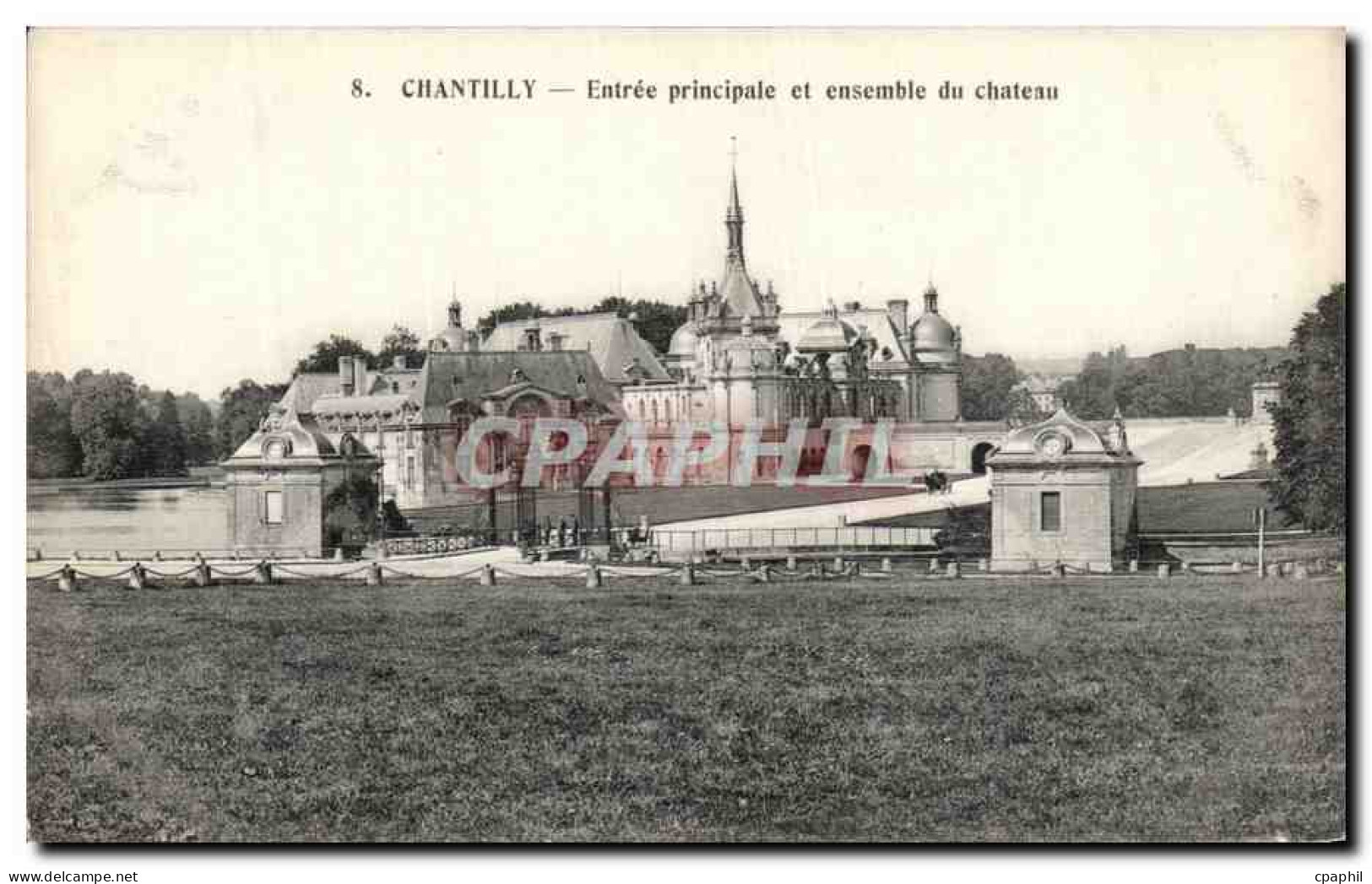 CPA Chantilly Entree Principale Et Ensemble Du Chateau - Chantilly