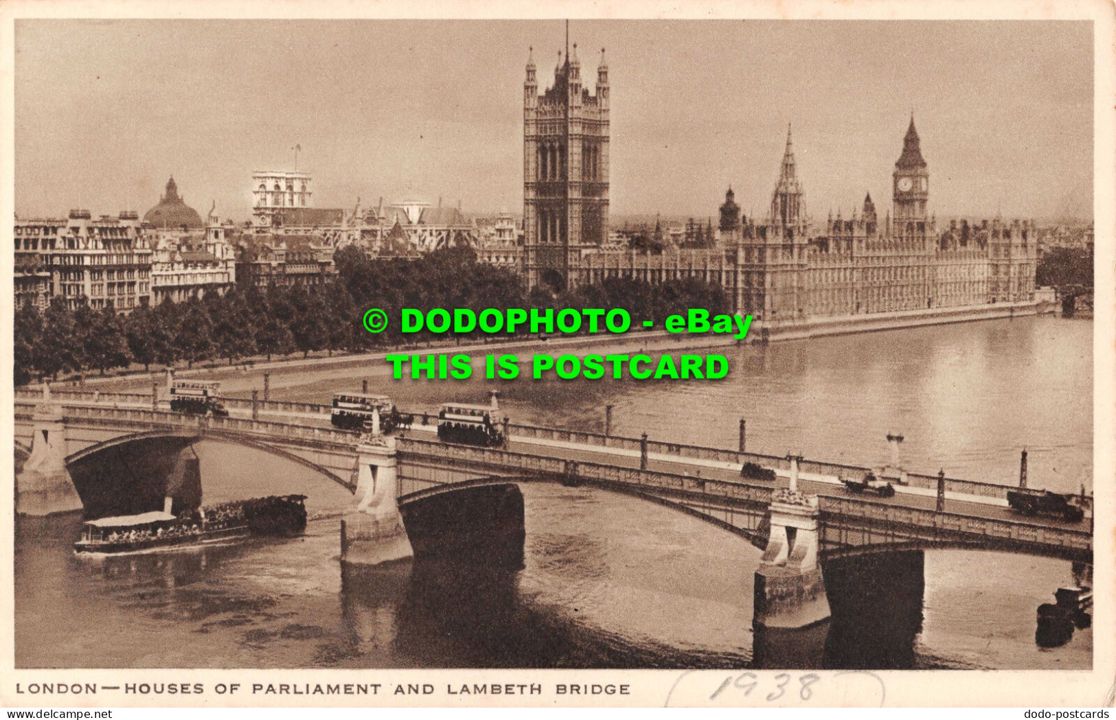 R531455 London. Houses Of Parliament And Lambeth Bridge. Photogravure Reproducti - Otros & Sin Clasificación