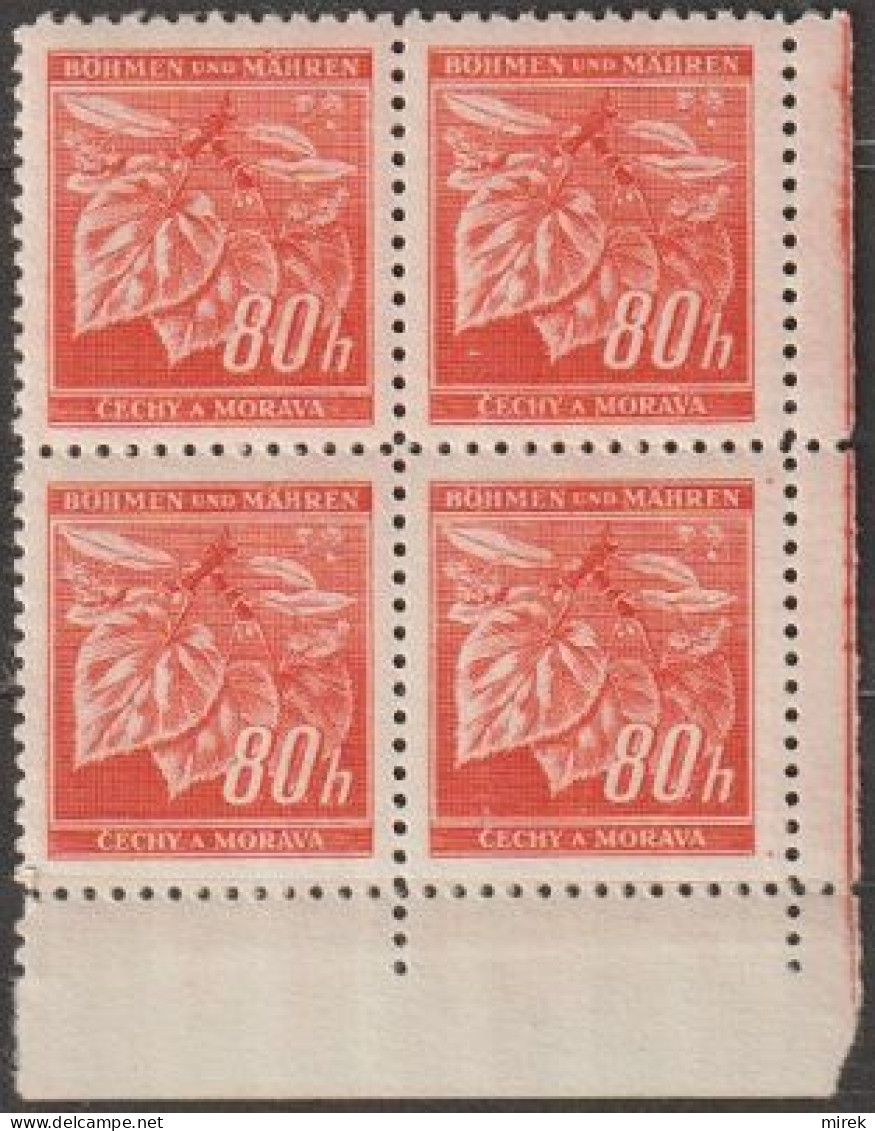 16/ Pof. 55, Corner 4-block, Print Plate 2 - Unused Stamps