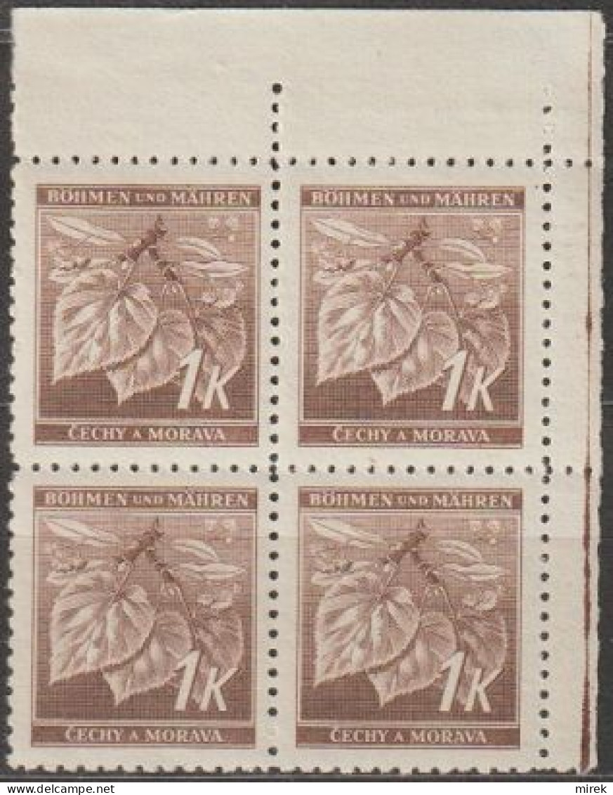 17/ Pof. 56, Corner 4-block, Print Plate 2 - Unused Stamps