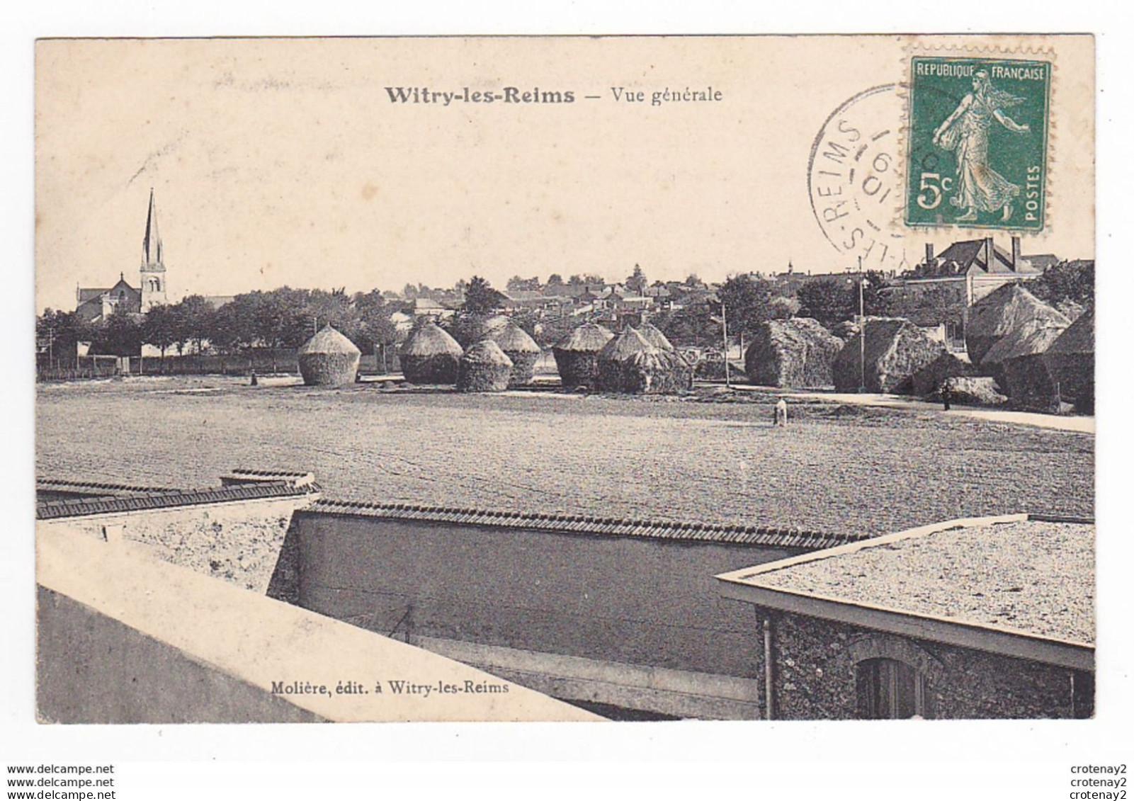 51 WITRY LES REIMS Vue Générale Foins Attelage Cheval En 1907 édit Molière - Autres & Non Classés