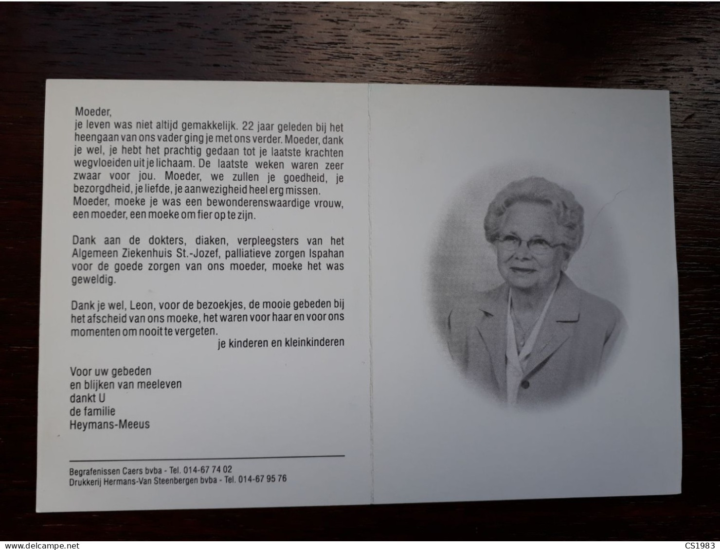Martha Meeus ° Oud-Turnhout 1931 + Turnhout 1999 X Jan Heymans - Obituary Notices