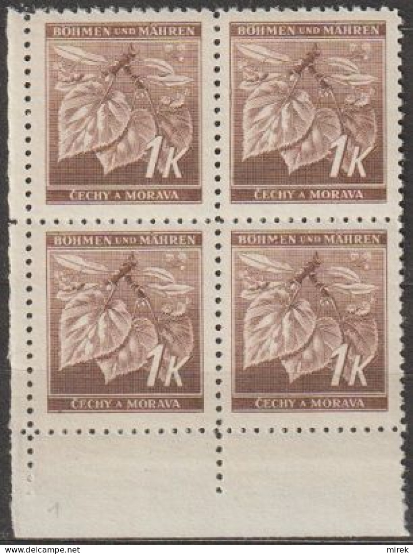 18/ Pof. 56, Corner 4-block, Print Plate 1 - Unused Stamps