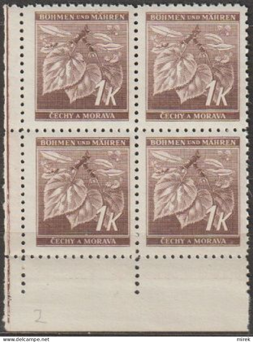 19/ Pof. 56, Corner 4-block, Print Plate 2 - Unused Stamps