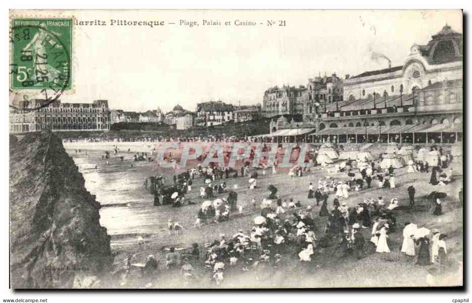 CPA Biarritz Pittoresque Plage Palais Et Casino  - Biarritz