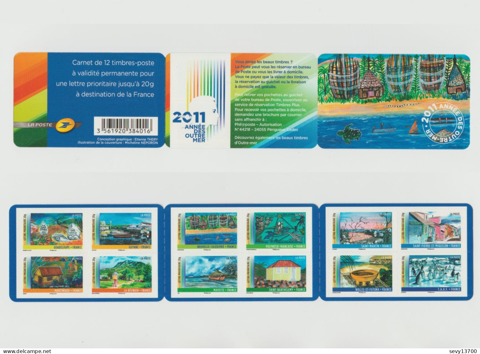 France 2011 Carnet Non Plié 12 Timbres Yvert Et Tellier N° BC 636 - 2011 Année Des Outre-Mer - Altri & Non Classificati