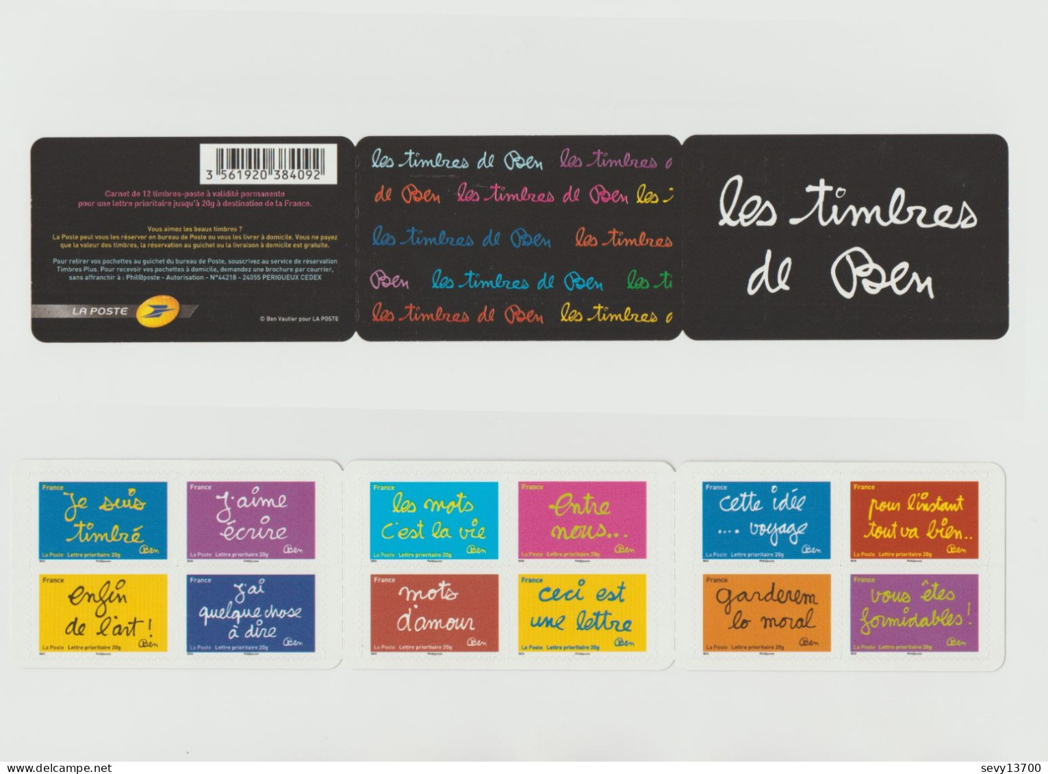 France 2011 Carnet Non Plié 12 Timbres Yvert Et Tellier N° BC609 Les Timbres De Ben - Autres & Non Classés