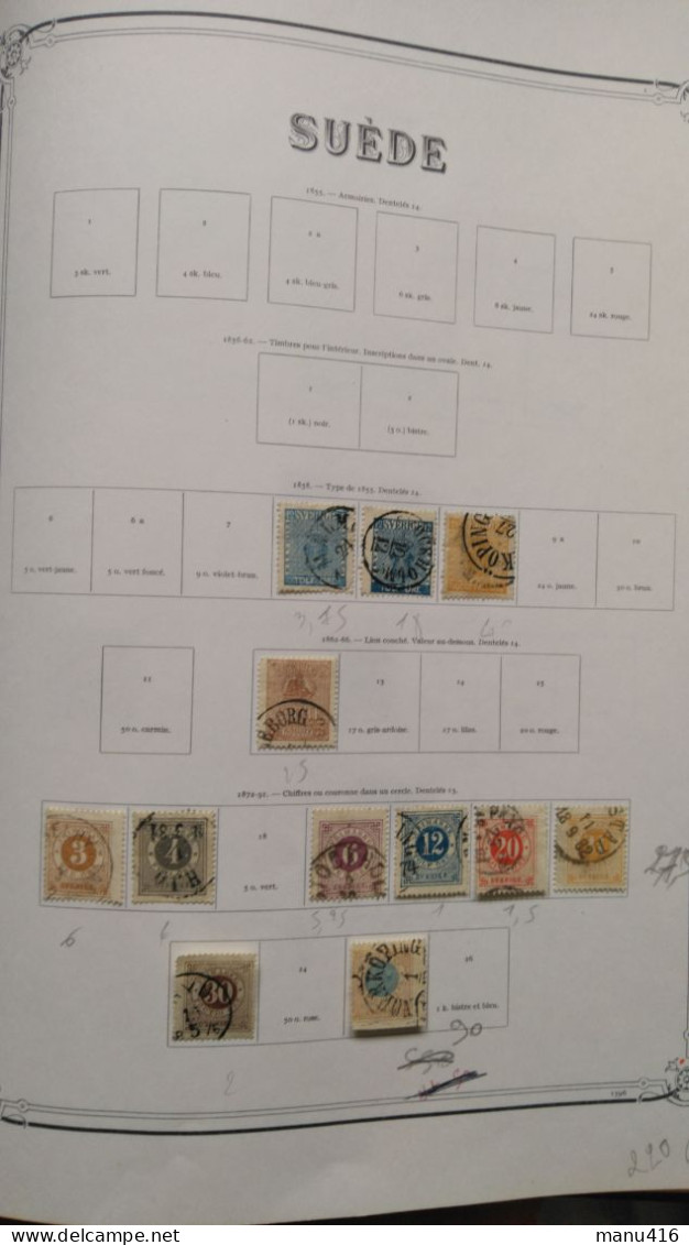 Joli Lot De 50 Timbres De Suède Très Anciens (dont N°9, 22, 26, Service N°4, Etc ...) Cote 360 Euros, Port Offert. - Usati