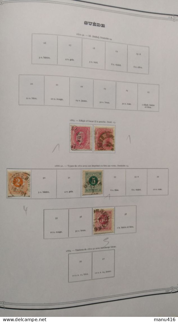 Joli Lot De 50 Timbres De Suède Très Anciens (dont N°9, 22, 26, Service N°4, Etc ...) Cote 360 Euros, Port Offert. - Used Stamps