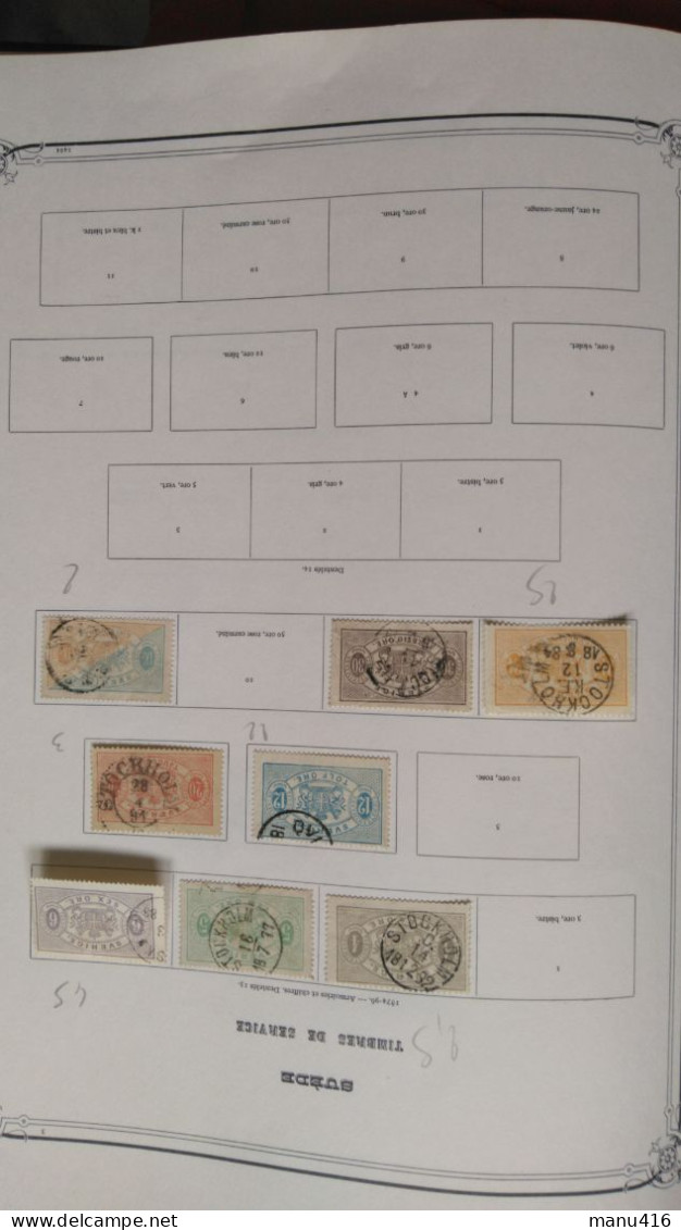 Joli lot de 50 Timbres de Suède Très anciens (dont N°9, 22, 26, service N°4, etc ...) cote 360 euros, port offert.