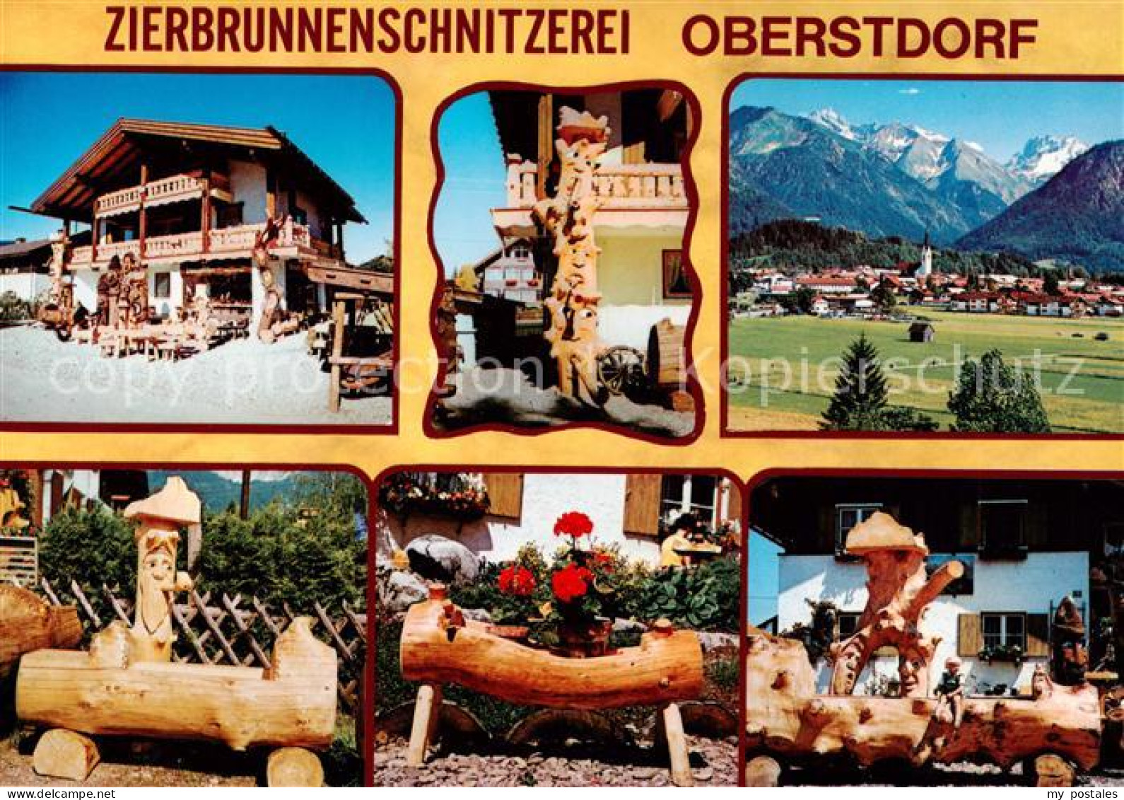 73788094 Oberstdorf Zierbrunnenschnitzerei Handwerk Gesamtansicht Mit Alpenpanor - Oberstdorf