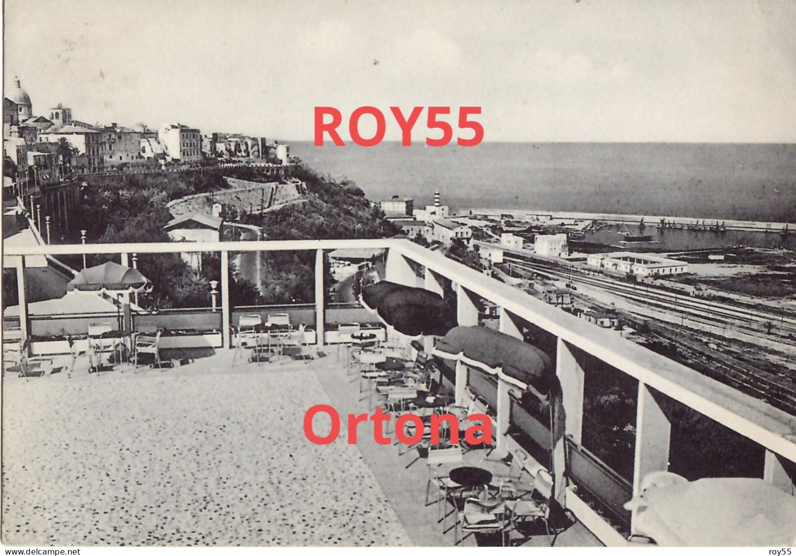 Abruzzo-chieti-ortona Panorama Porto E Ferrovia Dalla Sala Eden Differente Veduta Anni 50 - Autres & Non Classés