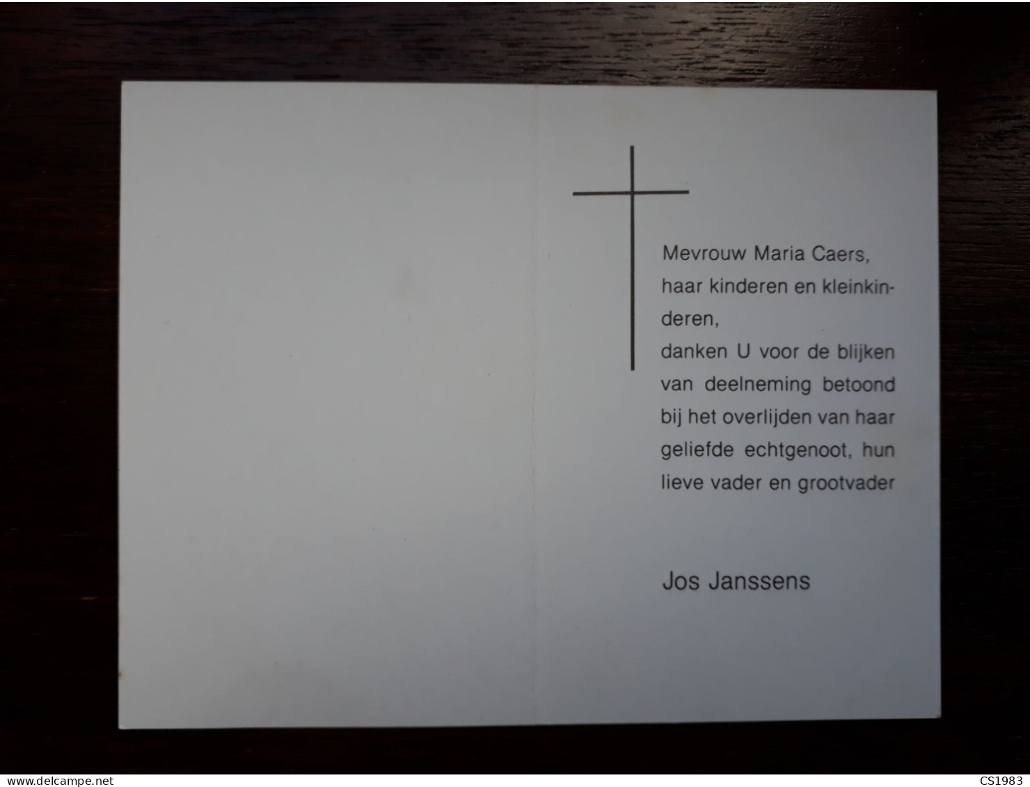 Jos Janssens X Maria Caers - Obituary Notices