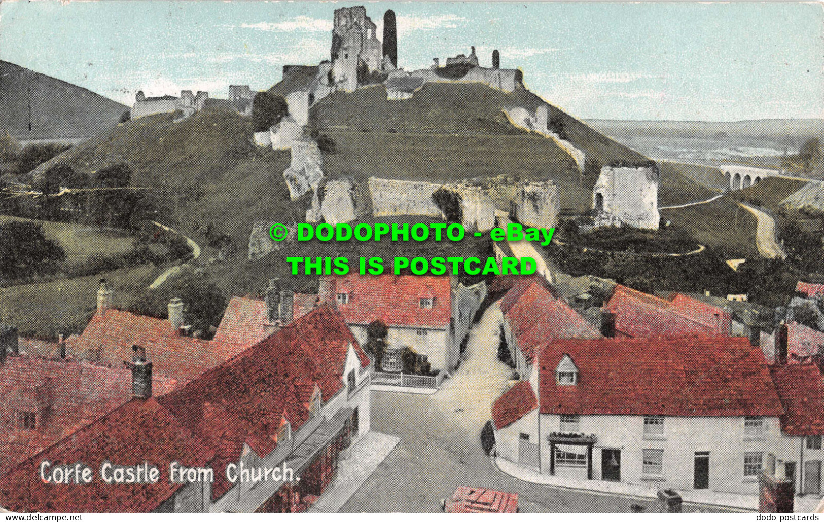 R531087 Corfe Castle From Church. Fine Art Post Cards. Christian Novels Publishi - Monde