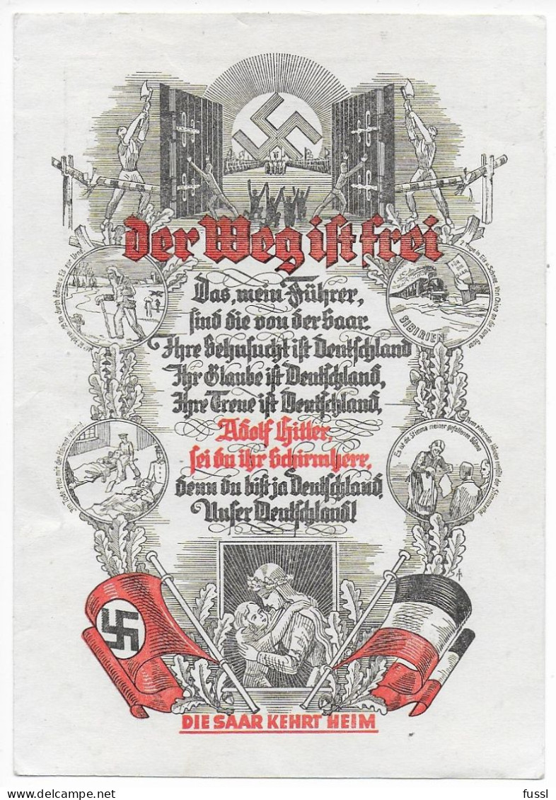 Reichsparteitag Hitler Propaganda Karte Deutschland Saar Nazi Allemagne Hakenkreuz - Briefe U. Dokumente