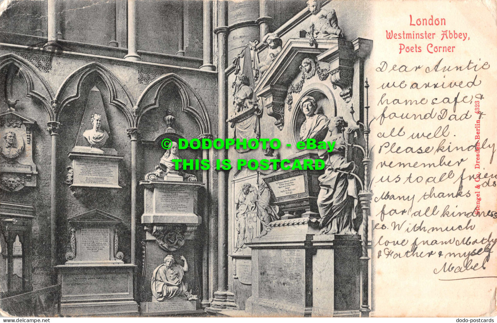 R530750 London. Westminster Abbey. Poets Corner. Stengel. 1903 - Andere & Zonder Classificatie