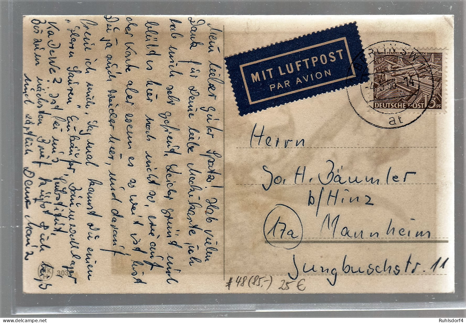 Berlin: Nr. 48 Als Portorichtige EF  - Covers & Documents