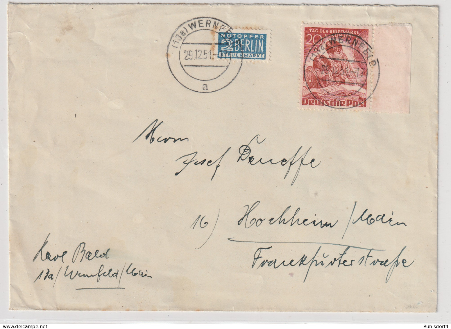 Berlin Nr. 81 (Tag Der Briefmarke) Randstück, Als EF - Covers & Documents